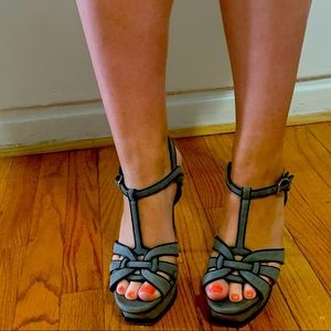 Tribal style YSL HIGH HEELED SANDALS